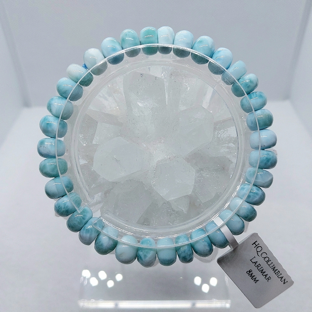 🩵 8mm HQ "Rondelle" Columbian Larimar Bracelet